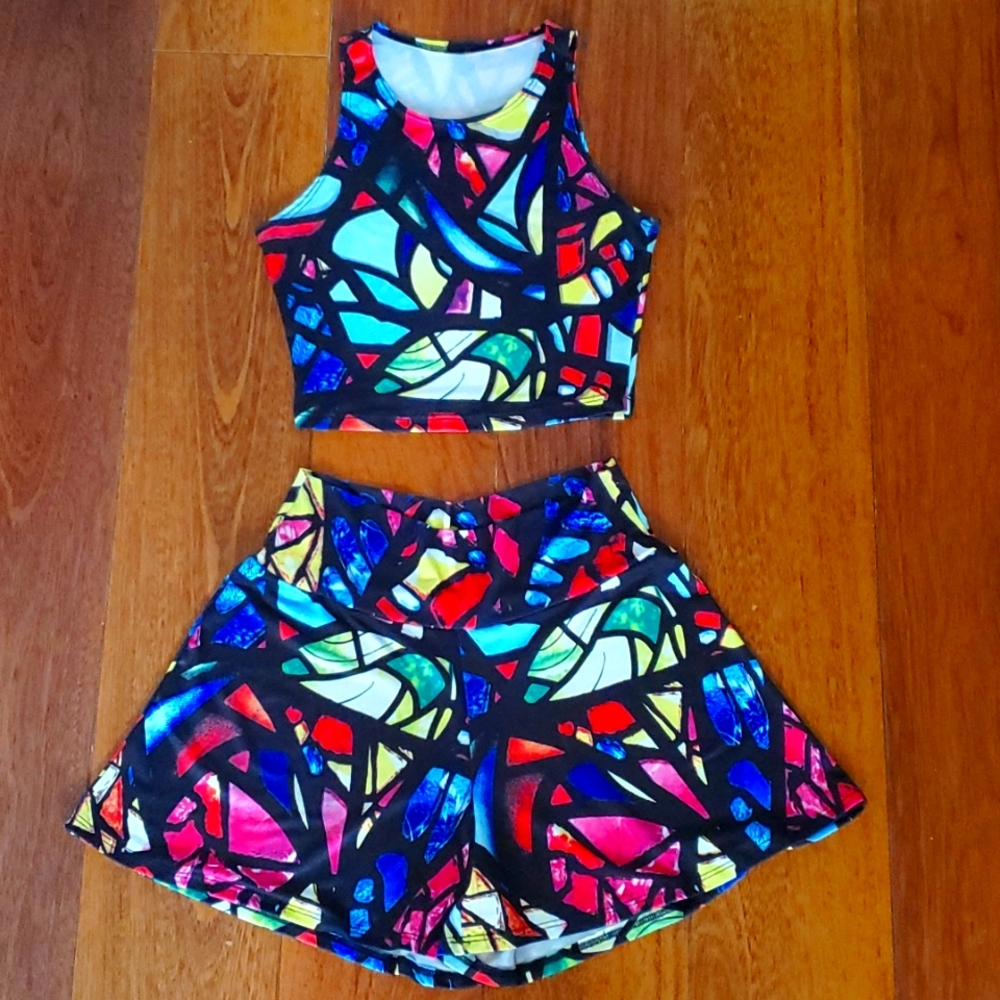 crop top and high waisted shorts set